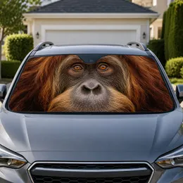 Realistic Orangutan Face With Amber Eyes For Animal Lovers And Safari Style Vehicles Car Sunshade