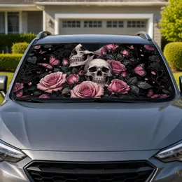 Gothic Skull Rose Butterfly Decor For Dark Romantic Car Interior Style Enthusiasts Car Sunshade