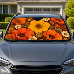 Retro 1970s Wildflower Bouquet For Summer Road Trips And Boho Floral Decor Lovers Car Sunshade