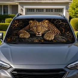 Realistic Black Leopard Jungle Wildlife UV Protection Travel Accessory for Animal Lovers Car Sunshade