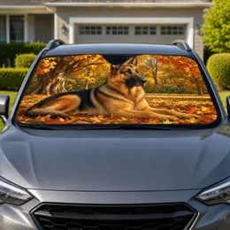 Realistic German Shepherd In Autumn Woodland For Fall Road Trips And Dog Lovers Car Sunshade