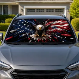 Patriotic Bald Eagle Stars And Stripes Road Trip Gift For American Pride Drivers Car Sunshade