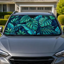 Tropical Monstera And Banana Leaves For Summer Beach Travel And Jungle Nature Lovers Car Sunshade