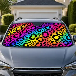Rainbow Leopard Animal Spots For Bold Color Lovers, Pride Road Trips And Daily Drives Car Sunshade