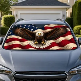 Bald Eagle American Flag Patriotic Road Trip Decor for Veterans and Freedom Fans Car Sunshade