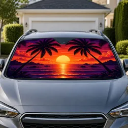 Tropical Sunset Palm Trees For Beach Road Trips And Daily Coastal Driving Enthusiasts Car Sunshade