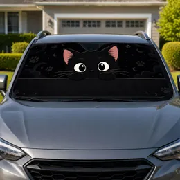 Black Kitten Moon And Stars UV Protection For Cool Summer Daily Drives Cat Lovers Car Sunshade
