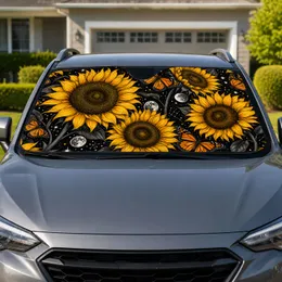 Sunflower Monarch Butterfly Celestial Night Garden For Road Trip Vehicle Decor Lovers Car Sunshade