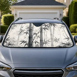 Monochrome Bamboo Forest for Calm Daily Commuting and Asian Inspired Vehicle Interior Decor Car Sunshade