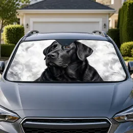 Realistic Black Labrador Retriever Portrait For Dog Lover Road Trips And Daily Driving Car Sunshade