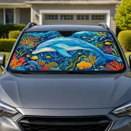 Blue Dolphin Ocean Reef Scene For Beach Lovers, Coastal Drivers And Summer Road Trips Car Sunshade