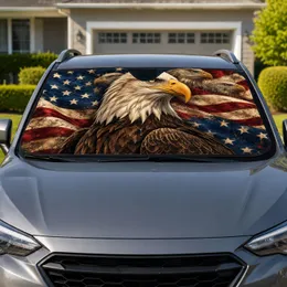 Bald Eagle American Flag Patriotic Road Trip Accessory for Veterans and Freedom Fans Car Sunshade