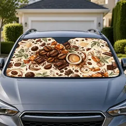 Coffee Chocolate Candy Collage for Daily Commutes, Cafe Runs and Sweet Treat Lovers Car Sunshade