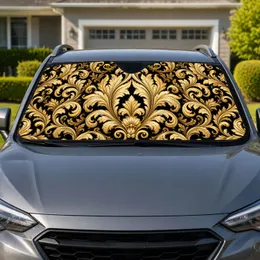 Baroque Gold Acanthus Damask for Elegant Luxury Car Interior Decor and Gift Giving Car Sunshade