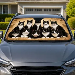 Realistic Tuxedo Cat Family Portrait for Cat Lovers Daily Commutes and Pet Parents Car Sunshade
