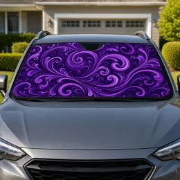 Purple Ornamental Swirls for Cool Summer Driving and Refined Daily Vehicle Interiors Car Sunshade