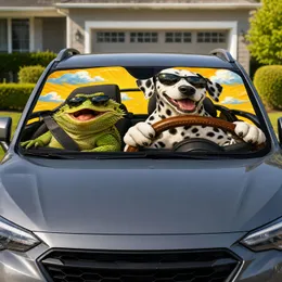 Dalmatian And Bearded Dragon Road Trip Duo For Pet Lovers And Animal Adventure Fans Car Sunshade