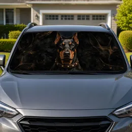 Doberman Dog Portrait UV Protection For Cool Car Interiors Dog Lover Auto Accessory Car Sunshade