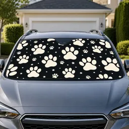 Ivory Dog Paw Prints On Charcoal For Pet Lover Vehicle Decor And Everyday Driving Car Sunshade