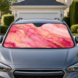 Blush Pink Marble Gold Veins for Elegant Everyday Driving and Stylish Gift Giving Car Sunshade