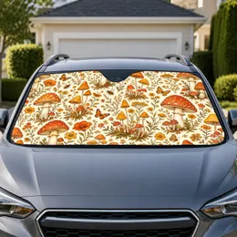 Vintage Mushroom Meadow Wildflowers For Cottagecore Road Trips And Daily Driving Car Sunshade