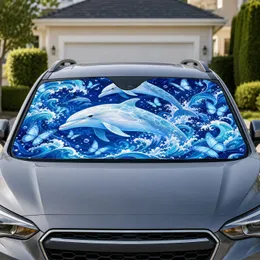 Blue Dolphins And Butterflies For Coastal Road Trips And Ocean Loving Women Drivers Car Sunshade
