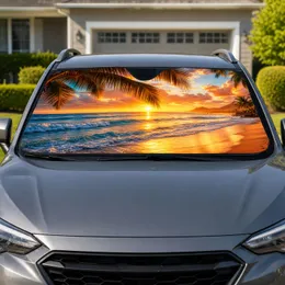 Tropical Sunset Beach Palm Waves For Summer Road Trips And Coastal Travel Lovers Car Sunshade