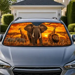 African Safari Elephant And Wildlife Sunset For Road Trip Lovers And Animal Enthusiasts Car Sunshade