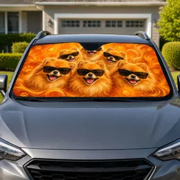 Joyful Pomeranian Dogs In Black Sunglasses For Sunny Summer Drives And Dog Lovers Car Sunshade