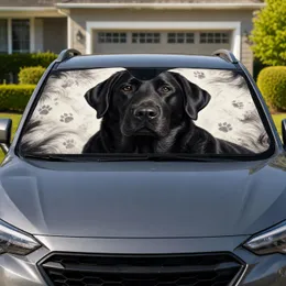 Realistic Black Labrador Portrait for Dog Lovers Daily Driving Interior Accessory Car Sunshade