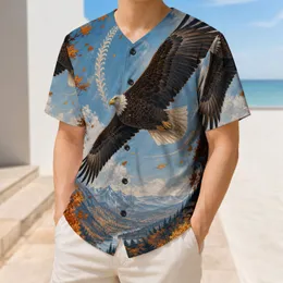 Soaring Bald Eagle Over Autumn Forest Valley For Game Day Outdoor Sports Fans And Hikers Baseball Jersey