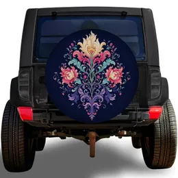 Midnight Navy Floral Arabesque For Luxe Road Trips And Elegant Everyday Vehicle Styling Spare Tire Cover