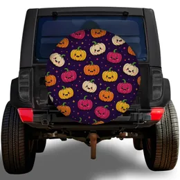 Cute Colorful Smiling Pumpkins for Halloween SUV Decor and Autumn Road Trip Fun Spare Tire Cover
