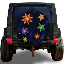 Luminous Gemstone Stars Night Sky Style For Retro Fantasy Road Trips And Campers Spare Tire Cover