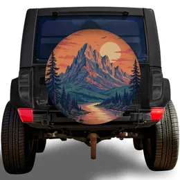 Vintage Mountain Sunset Forest River Adventure Travel For RV Campers And Outdoor Lovers Spare Tire Cover