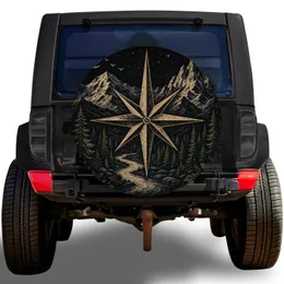 Vintage Compass Mountain Wilderness Adventure For Jeep Camping And Overland Travel Spare Tire Cover