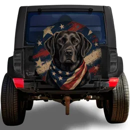 Black Labrador American Flag Patriotic Outdoor RV Camping Travel Decor for Dog Lovers Spare Tire Cover