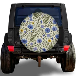 Vintage Blue Cornflower And Yellow Daisy Meadow For RV Camping Travel Garden Lovers Spare Tire Cover