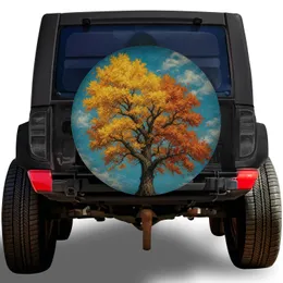 Golden Autumn Tree Scenic Outdoor Adventure Gift For RV Camper Road Trip Enthusiasts Spare Tire Cover