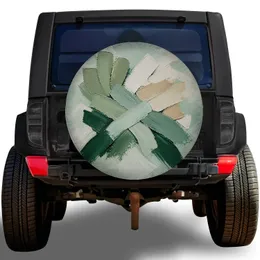 Abstract Green Impasto Brushstrokes for RV Travel and Outdoor Adventure Vehicles Spare Tire Cover