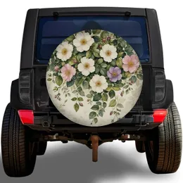 Watercolor Wildflower Garland For Nature Loving Road Trip RV Travelers And Campers Spare Tire Cover