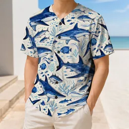 Blue Shark School Ocean Sportswear For Beach Days, Swim Fans And Marine Life Lovers Baseball Jersey