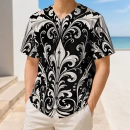 Black Ivory Acanthus Scrollwork Varsity Style for Streetwear and Game Day Sports Fans Baseball Jersey