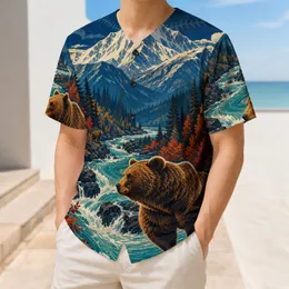 Grizzly Bear Mountain River Autumn Scene For Hiking, Camping And Outdoor Sports Fans Baseball Jersey
