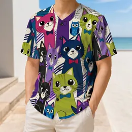 Colorful Cartoon Cats And Blue Owls For Game Day Streetwear And Cat Lovers Everywhere Baseball Jersey