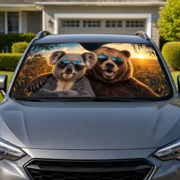 Realistic Koala And Brown Bear Road Trip Companions For Adventure Loving Drivers Car Sunshade