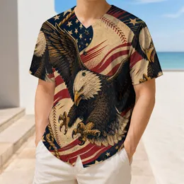 Bald Eagle American Flag Vintage Patriotic Game Day Independence Day Gift for Men Baseball Jersey