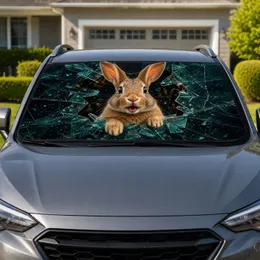 Cute Realistic Shattered Glass Rabbit For Happy Summer Road Trips And Bunny Pet Lovers Car Sunshade