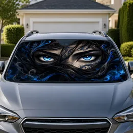 Icy Blue Anime Eyes Gothic Auto Interior Decor for Dark Aesthetic Lovers Car Sunshade