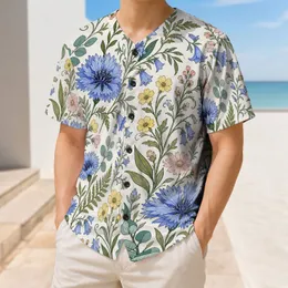 Blue Wildflower Garden For Spring Vacations, Picnics And Everyday Women's Style Wear Baseball Jersey